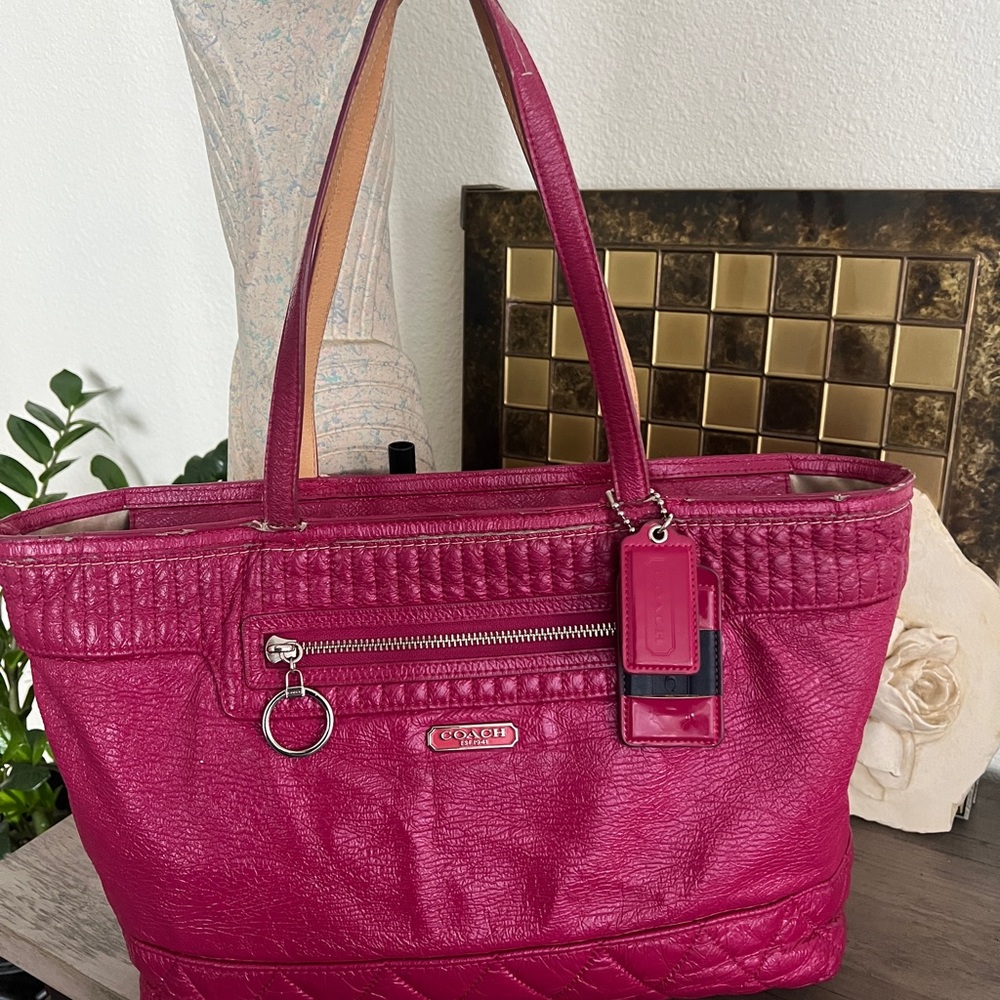 Coach Fuchsia Leather Tote Bag